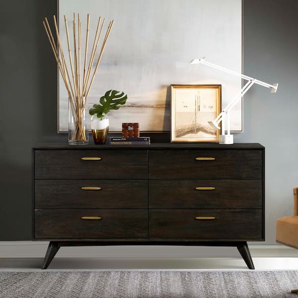 Armen Living Baly 6-Drawer Acacia Mid-Century Dresser LCLFDRBR - The Home  Depot