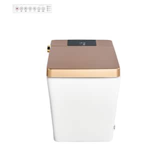 27.36 in. Width 12 inches Rough in. One-Piece 1.32 GPF Dual Flush Square Smart Toilet in Gold