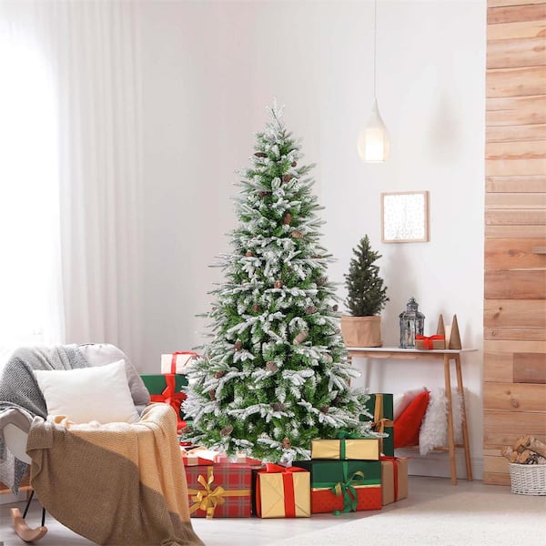 6 ft. PreLit 280 LED Lights Artificial Christmas Tree Hinged Xmas Tree with 765 Branch Tips