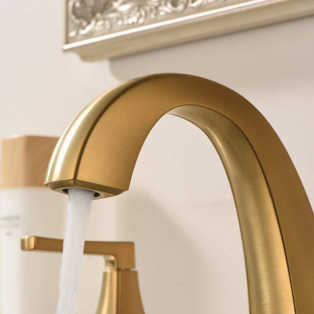 Brushed Gold Stainless Steel 2-Handle Bathroom Faucet with Drain Assembly