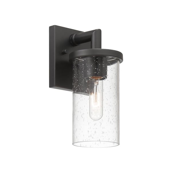Designers Fountain - Otto 1-Light Matte Black Outdoor Line Voltage Hardwired Porch Light Wall Sconce with No Bulbs Included