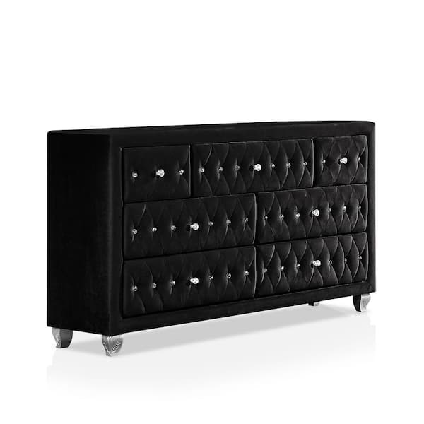 Furniture of America Nesika 7-Drawer Black Dresser (36 in. H X 58.5 in. W X 17.5 in. D)