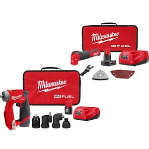 M12 FUEL 12V Lithium-Ion Brushless Cordless 4-in-1 Installation 3/8 in. Drill Driver Kit W/M12 Multi-Tool Kit