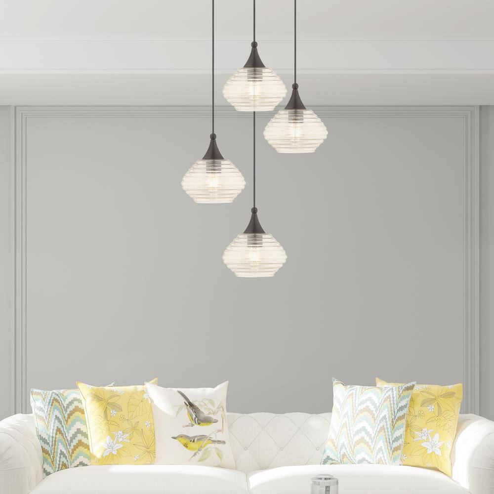 English Bronze Mini Pendant with Champagne Glass Shade