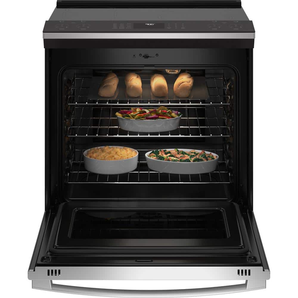 Profile 30 in. ENERGY STAR 5 Burner Smart Slide-In Induction Range with Self-Clean Convection Oven in Stainless Steel