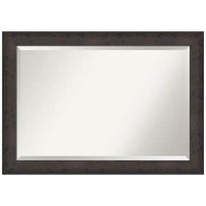 Dappled Black Brown 41.5 in. x 29.5 in. Beveled Modern Rectangle Wood Framed Bathroom Wall Mirror in Black