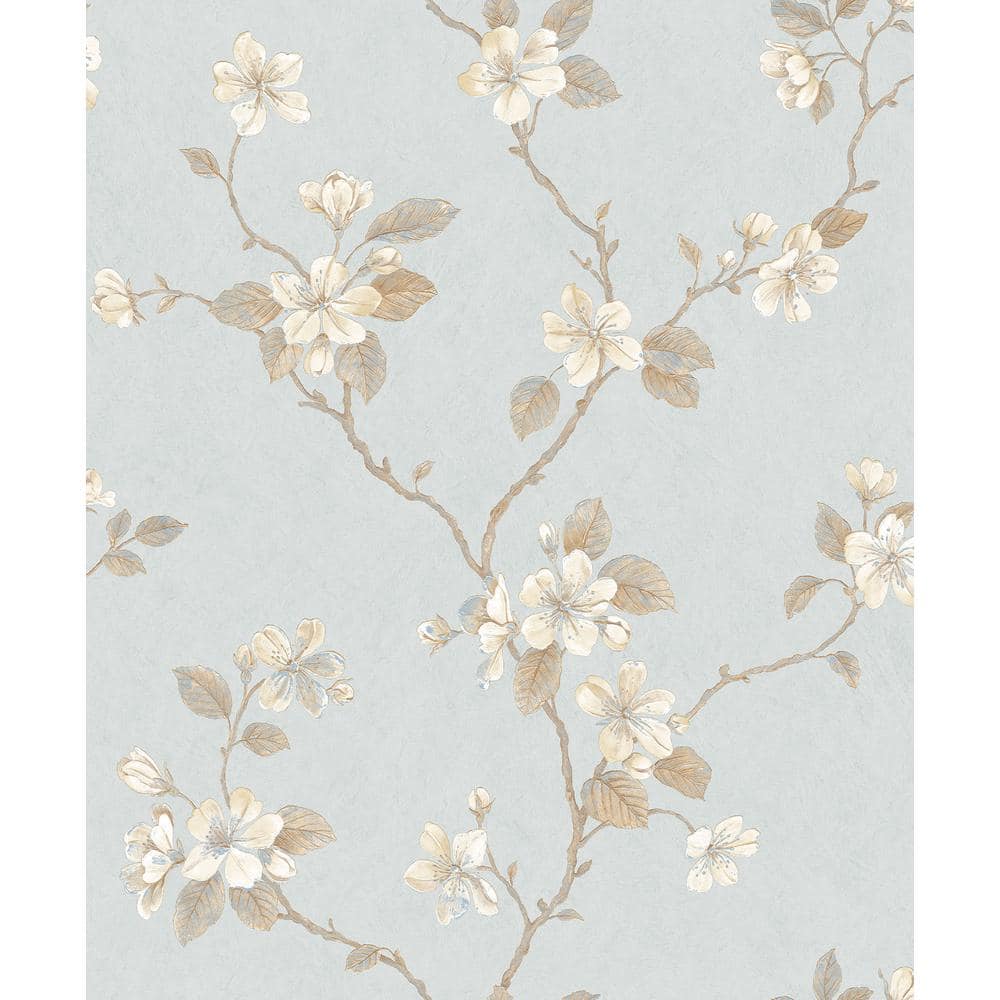 Palazzo 2 Collection Blue Dogwood Floral Vinyl on Non-Woven Non-Pasted Wall