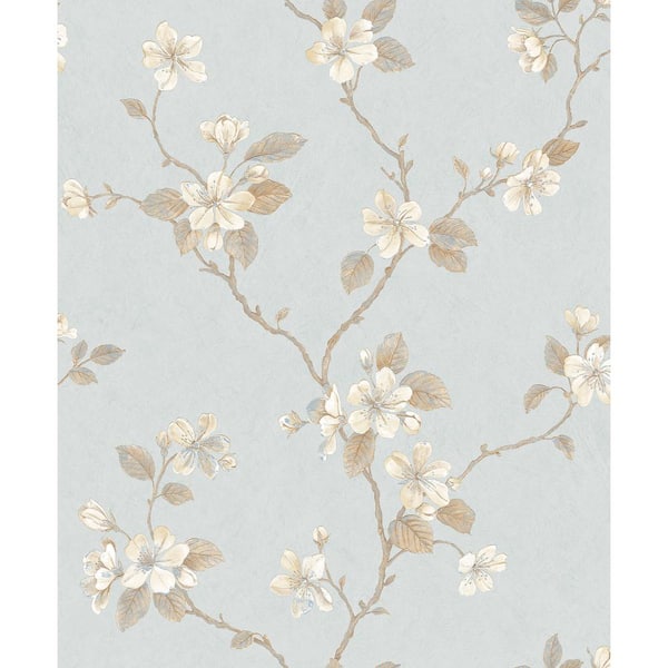 Unbranded Palazzo 2 Collection Blue Dogwood Floral Vinyl on Non-Woven Non-Pasted Wallpaper Sample