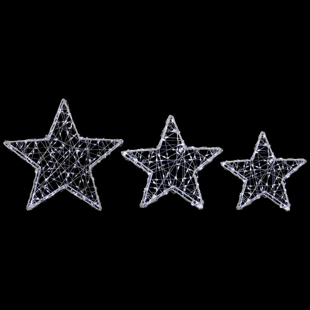 LED Lighted Stars Christmas Outdoor Decorations - 13.75" - White -Set of 3