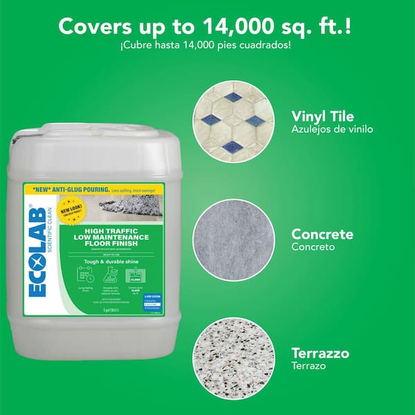 5 Gal. High Traffic Low Maintenance Non Slip Floor Finish for Concrete, Vinyl, Epoxy, Linoleum Flooring