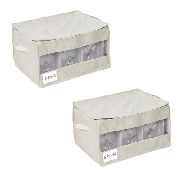 Honey-Can-Do Beige Polyester Stemware Storage Box (Set of 2)