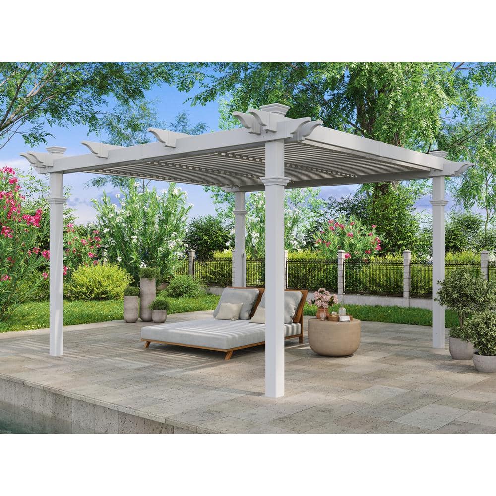 Outdoor Essentials Lakewood 8-ft H x 5-in W Tan Vinyl Line Fence Post (Unassembled)