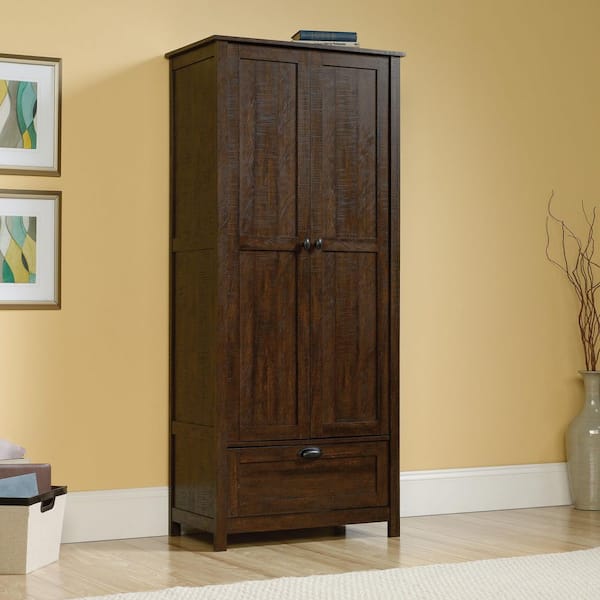 Miscellaneous Storage Rustic Oak Finish Particle Board 31 in. 1-Drawer Armoire with Adjustable Shelf
