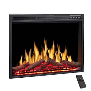 34 in. 400 sq.ft. Electric Fireplace Insert in Black with Remote Control