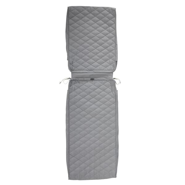 Classic Accessories Montlake FadeSafe 80 in. D x 26 in. W x 3 in. T Grey Quilted Chaise Lounge Cushion Slipcover