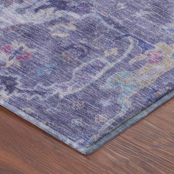 Mayfield Premium Machine Washable Abstract AMF2232 Purple 2 ft. x 7 ft. Runner Rug