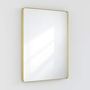 22 in. W x 30 in. H Rectangular Framed Wall Mounted Bathroom Vanity Mirror in Brushed Gold