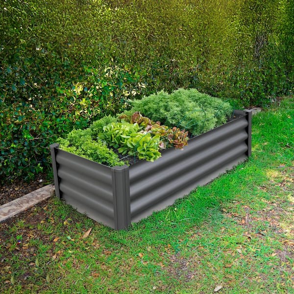 48 in. W x 24 in. D x 12 in. H Woodland Gray Galvanized Metal Raised Garden Bed