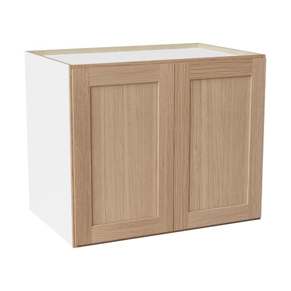 36 in. W x 24 in. D x 30 in. H Ready to Assemble Solid Wood Shaker Pantry Kitchen Cabinet in Oak