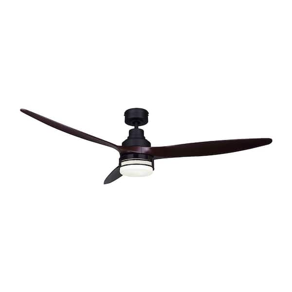 CANARM Hollyn 52 in. Integrated LED Indoor Matte Black Downrod Mount Ceiling Fan with Light Kit and Remote Control