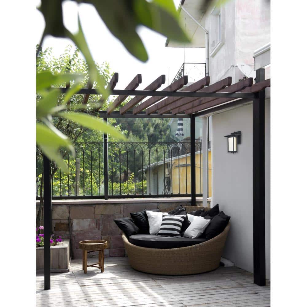 Textured Black Dimmable LED Outdoor Wall Lantern with Frosted Glass