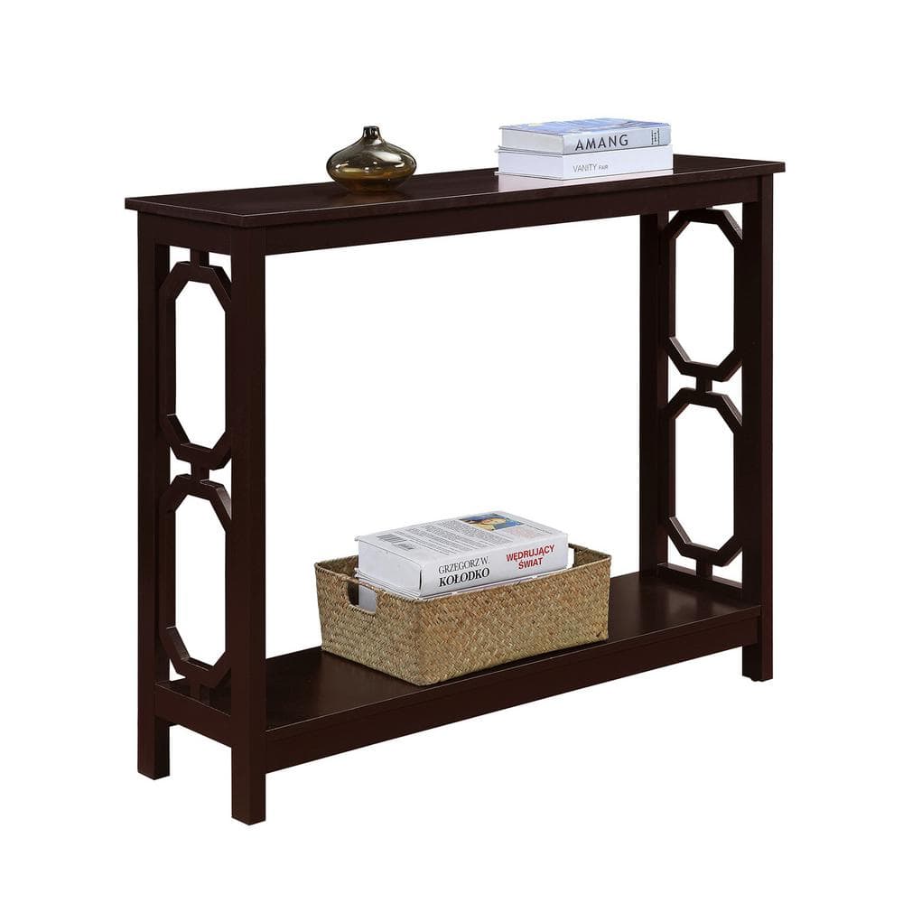 Espresso 40" Wood Console Table with Storage Shelves