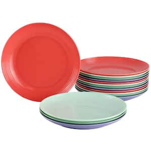 Zelly Melamine 8.5 in. 16-Piece Dessert Plate Set in Assorted Colors