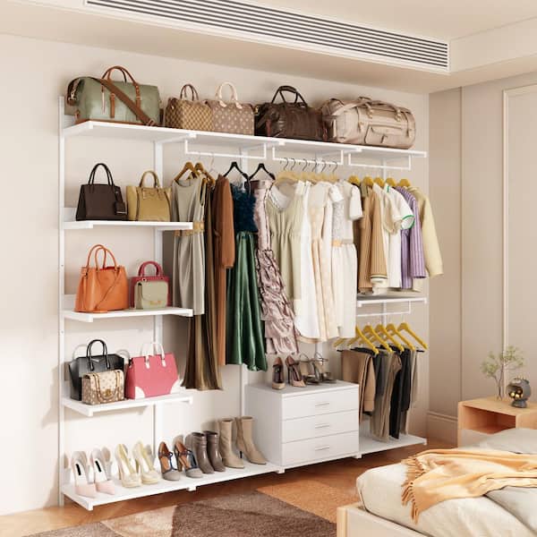 Homfa Clothes Racks, 35.4 Garment Racks with 9 Hooks and 2 Drawer Hangers,  Hall Tree 5 in 1 Coat Rack with Shoe Storage for Entryway Hallway, Espresso  