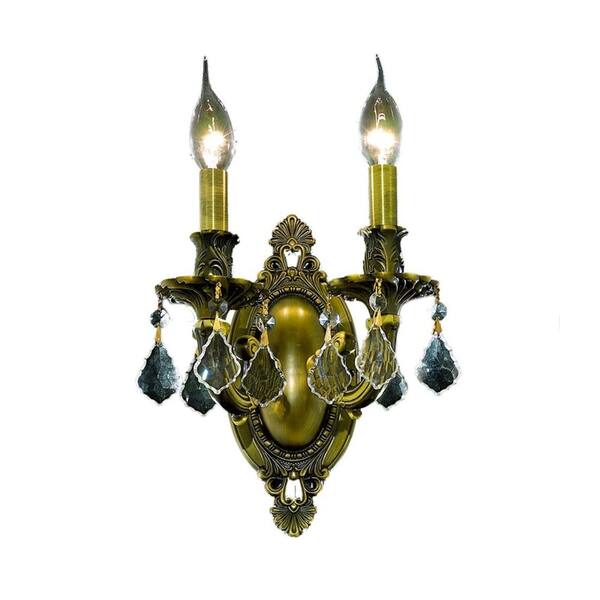 Elegant Lighting 2-Light Antique Bronze Sconce with Clear Crystal