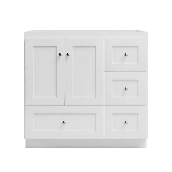 Shaker 36 in. W x 21 in. D x 34.5 in. H Bath Vanity Cabinet without Top in Winterset