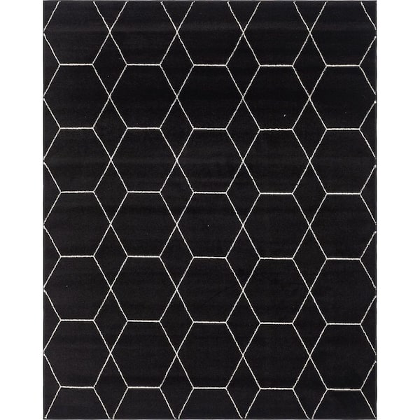 StyleWell Trellis Frieze Black/Ivory 8 ft. x 10 ft. Geometric Area Rug