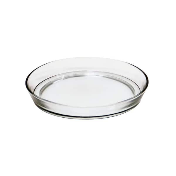 Round Glass Saucer Tray for Indoor and Outdoor Gardening, 8.75 in. Tall, Clear