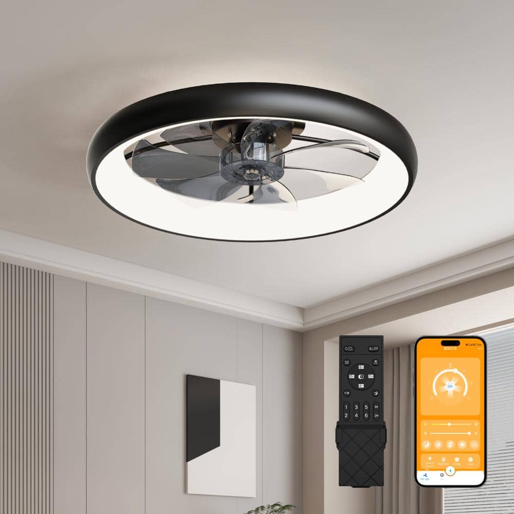 "24.4"" Ceiling Fan with Light & Remote Control, Large, 6-Speed Reversible, Dimmable 3-Color, Silent (Black)" price history on PriceWatchPro