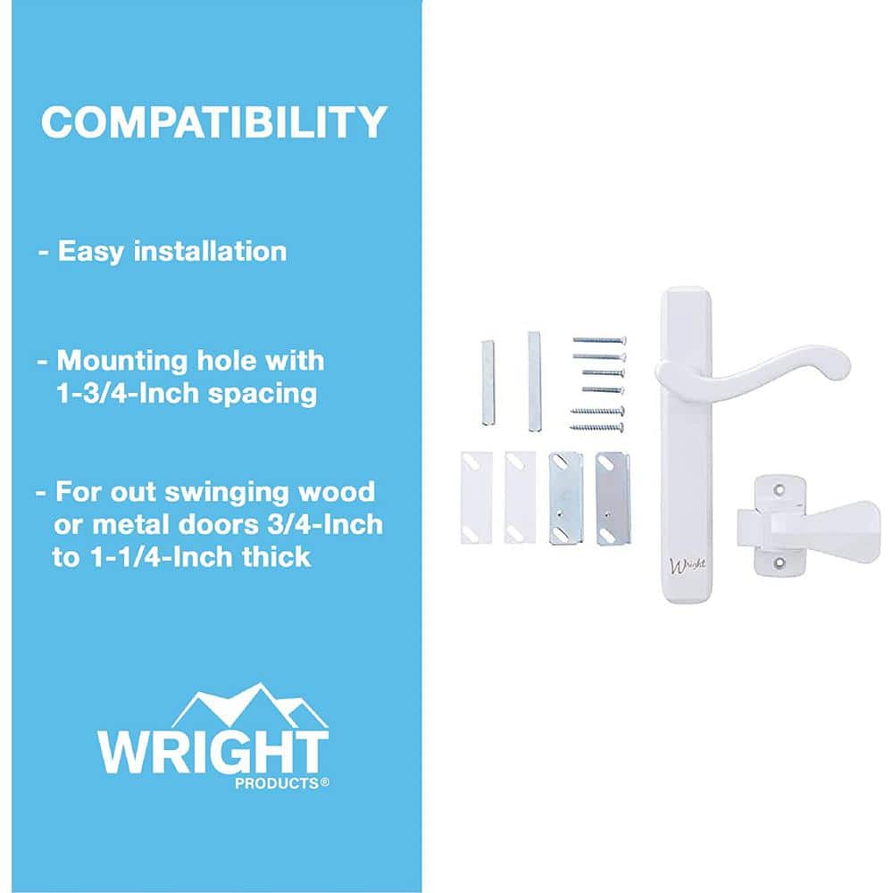 Wright Products Bayfield Surface Lever Mount Latch for Screen and Storm Doors, White