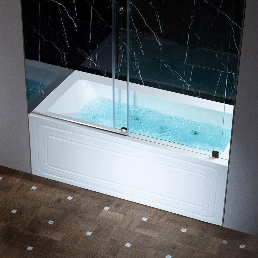 White Oval Freestanding Acrylic Bathtub with Brushed Gold Finish