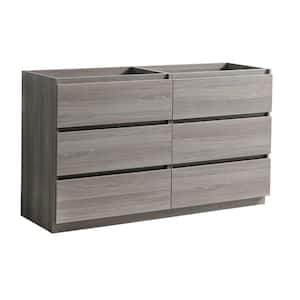 Lazzaro 72 in. Modern Double Bath Vanity Cabinet Only in Gray Wood