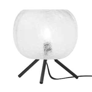 Mila 11.5 in. Black Tripod Table Lamp with Textured Clear Glass Globe Shade