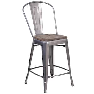 24.5 in. Clear Coated Bar Stool