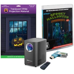 Atmosfx Spooky Halloween Digital Decoration USB Kit 2022 (HSC400 Projector 48 in. x 72 in. White Screen USB)