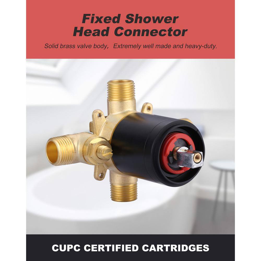 Matte Black Dual 2-In-1 Round 7-Spray Tub and Shower Faucet