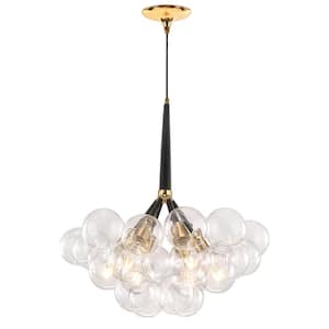4-Light Black Sphere Modern Glass Bubble Chandelier with Bulbs Included
