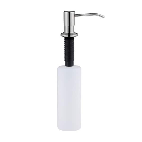 Built in Soap Dispenser Stainless Steel Countertop Pump Head with 17 oz. Liquid Bottle in Brushed Nickel
