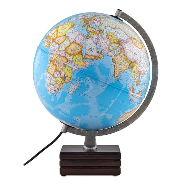 Aviator Plus 18 in. Tall x 12 in. Diameter Illuminated Decorative Desktop World Globe