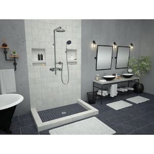 Redi Base 36 in. x 48 in. Triple Threshold Shower Base with Center Drain and Polished Chrome Drain Plate
