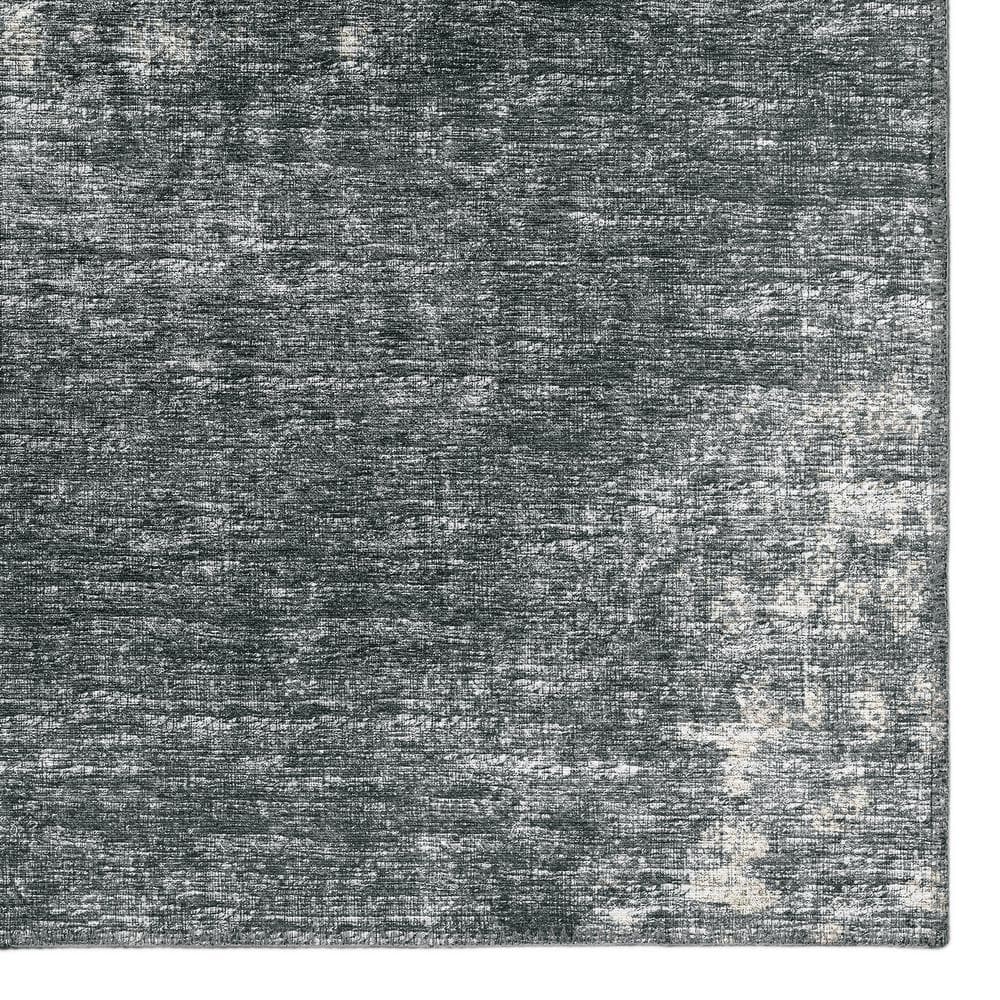 Rylee Transitional Black Chenille 1'8" x 2'6" Non-Skid Accent Rug