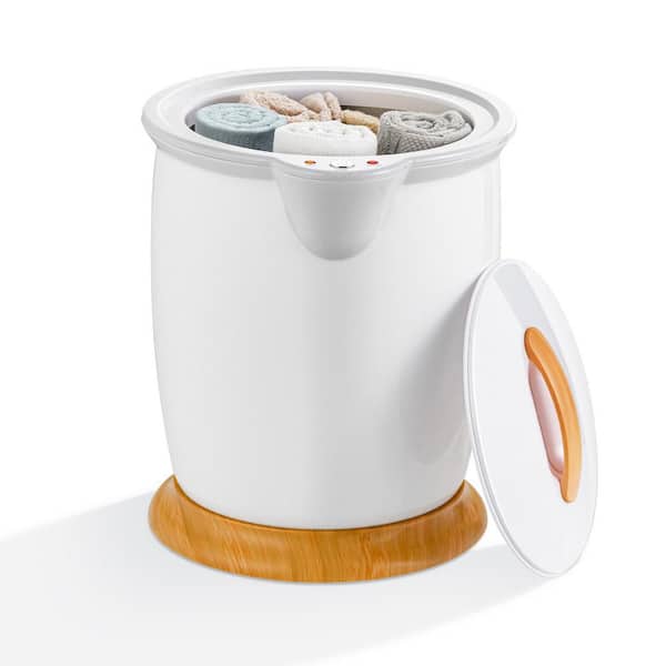 20L Countertop Towel Warmer Bucket in White with Fragrance Holder and Auto Shut
