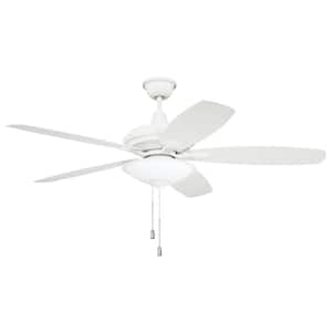 Jamison 52 in. Indoor Dual Mount 3-Speed Reversible White Finish Ceiling Fan with Integrated LED Light Kit