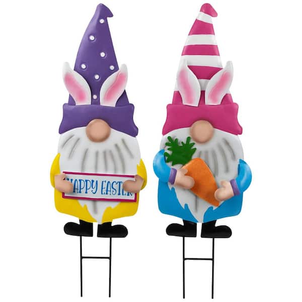 Happy Easter Gnomes Outdoor Garden Stakes-27 in. Set of 2