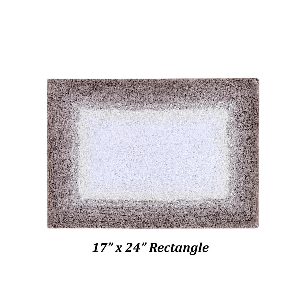 Beige and White Cotton 4-Piece Bathroom Rug Set