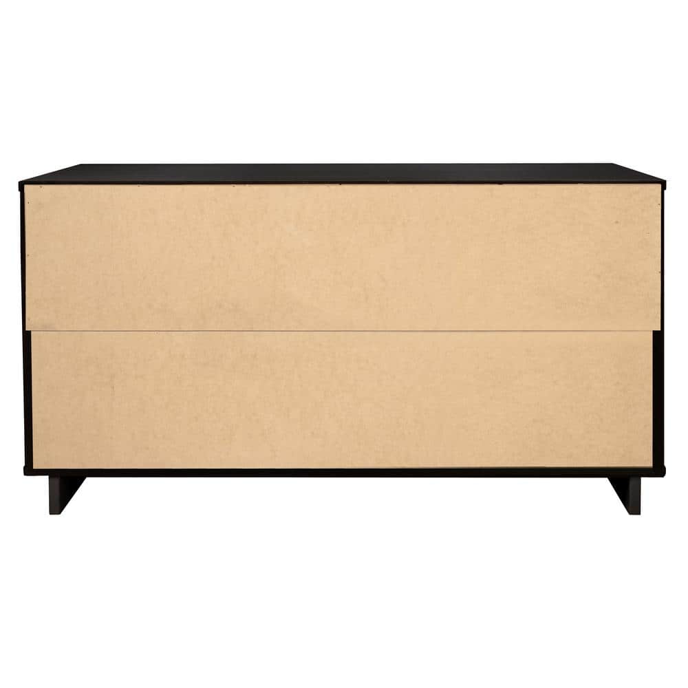 Granville Glam 6-Drawer Vertical Dresser in Black with Ribbed Detail
